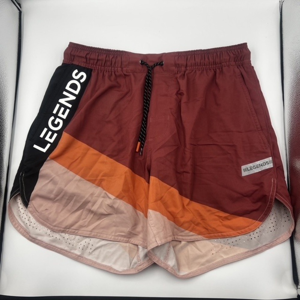 LEGENDS Men's Medium Burgundy Colorblock 5.5" Lined Running Relay Shorts